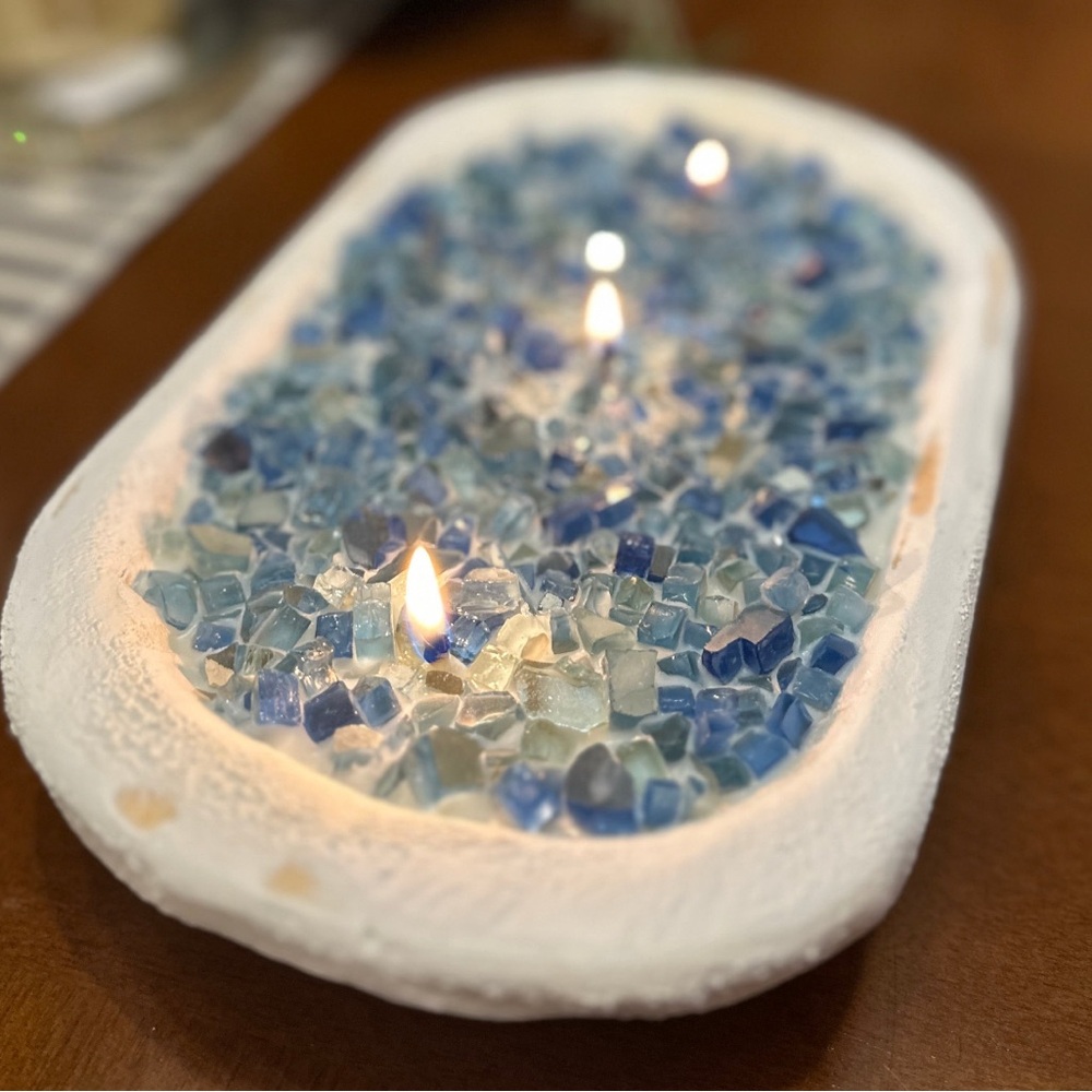 Blue Mosaic Candle Holder